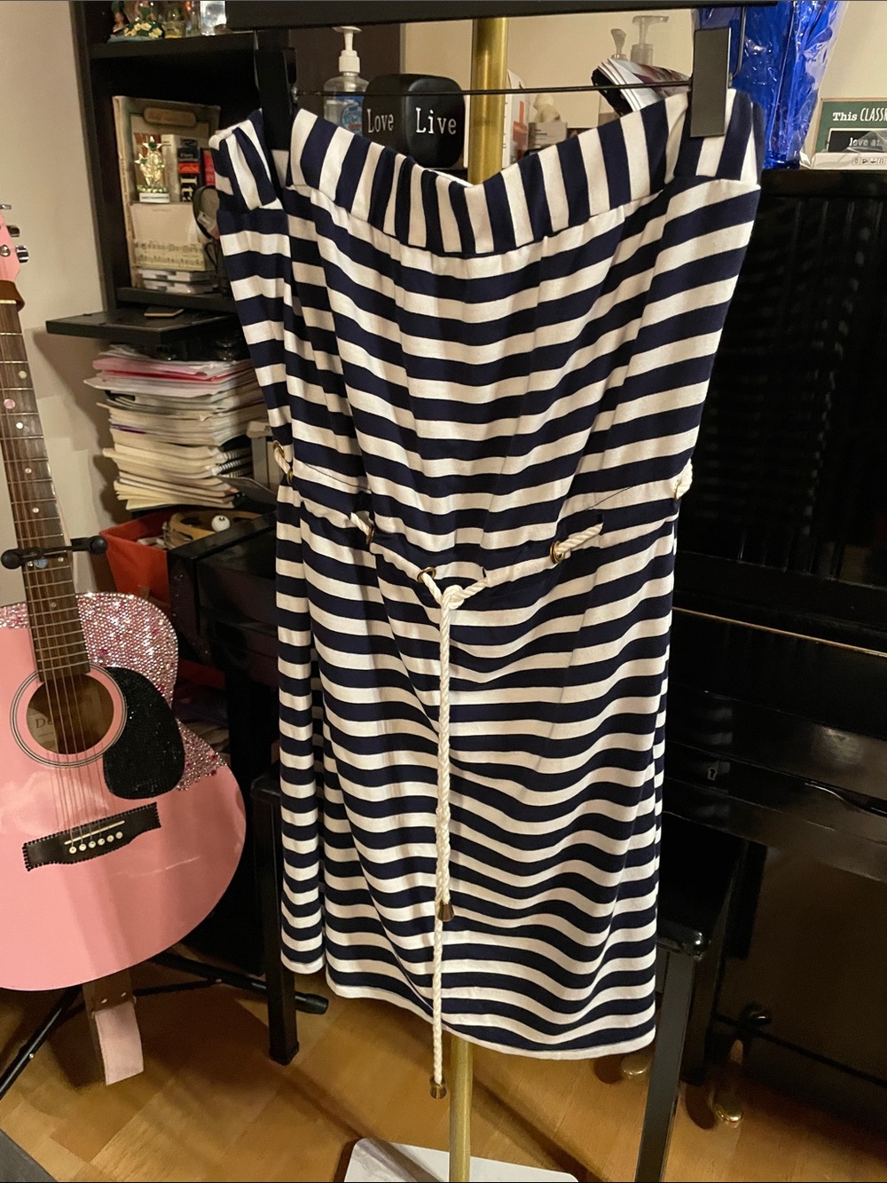 Saint Tropez West Navy and White Striped Top